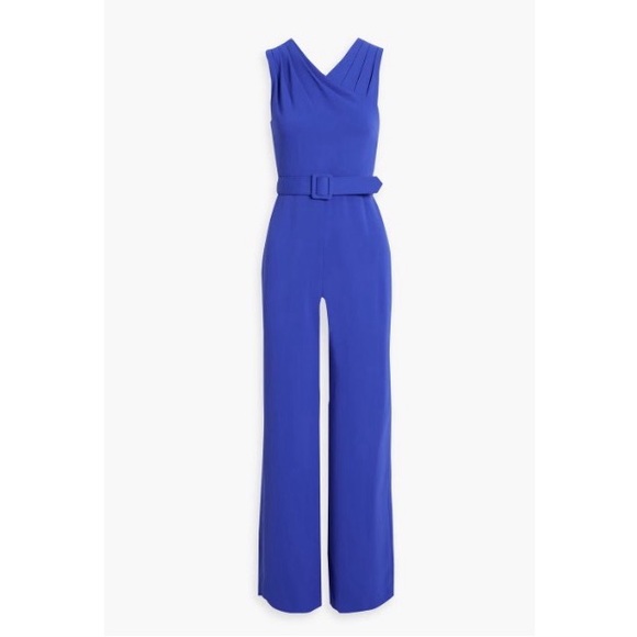 NWT - Badgley Mischka Royal Crepe Jumpsuit with Belt - Picture 2 of 4